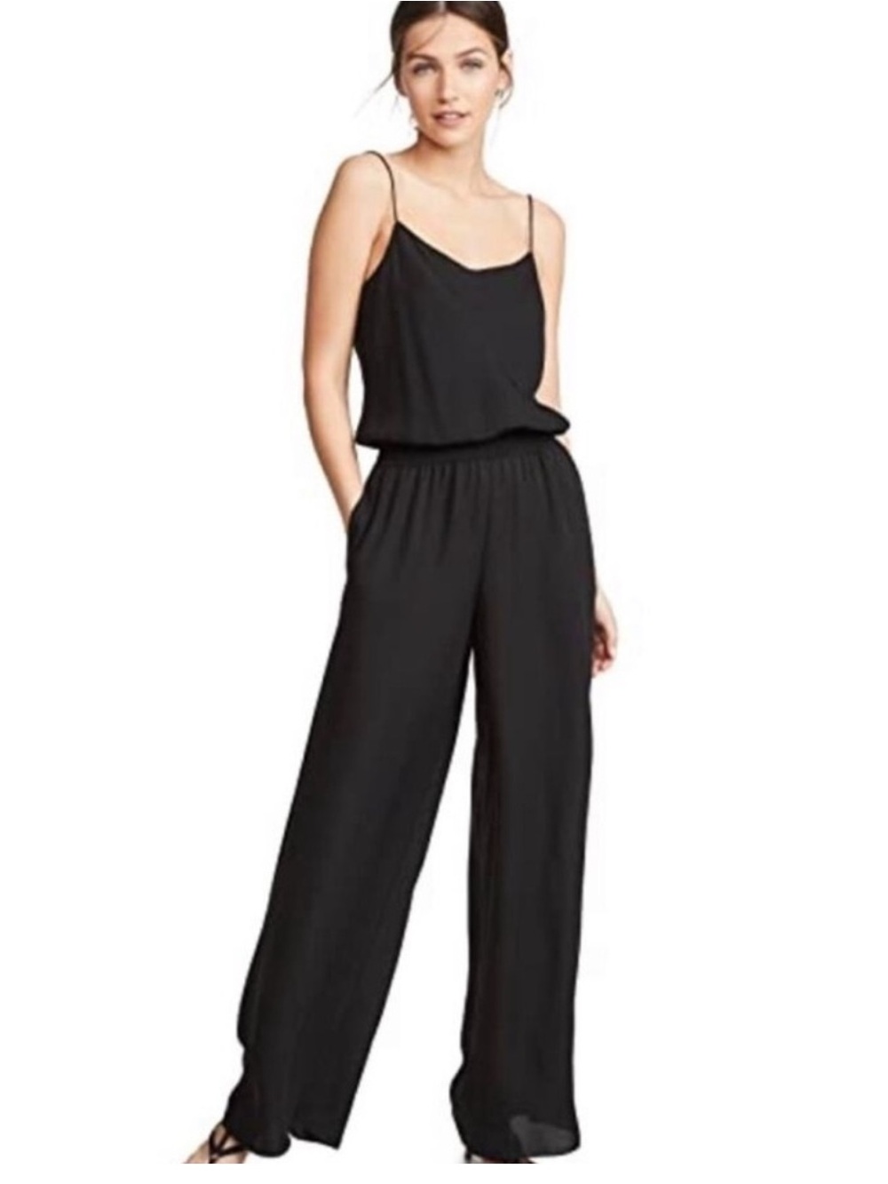 Theory Ribbed Waistband Jumpsuit in Black- XS.